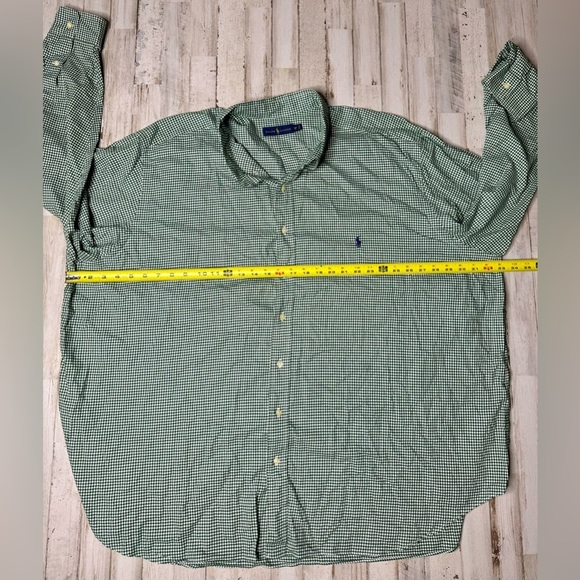 Polo Ralph Lauren Shirt Men's 4XB Green Solid Cotton Dress Casual - Picture 5 of 12